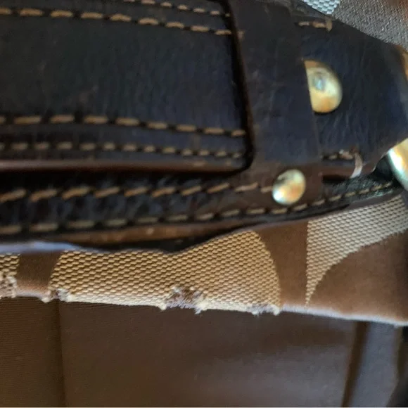 Coach Brown Shoulder Bag with Monogram Pattern - Picture 7 of 15